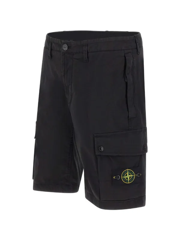 Stone Island Compass-badge Cargo Shorts | Black | FARFETCH