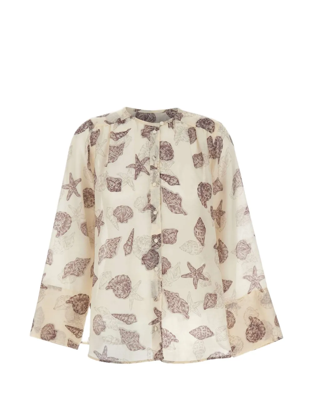 Marella marine-print silk-blend shirt - Toni neutri