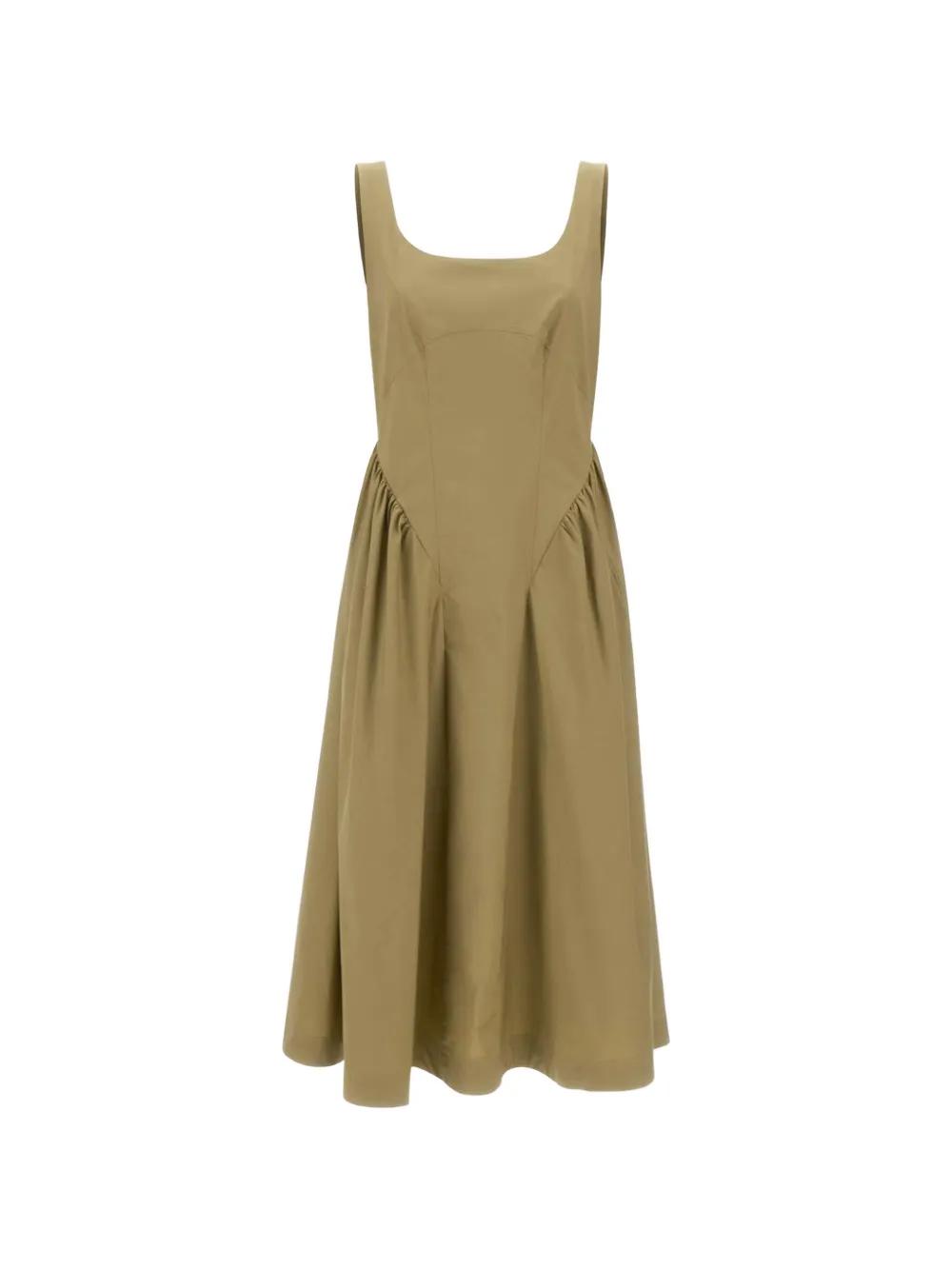 Marella gathered cotton-poplin dress - Verde