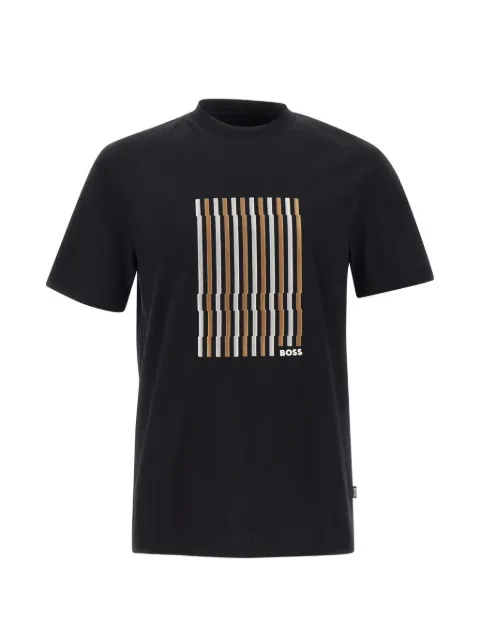 BOSS logo-embroidered striped T-shirt
