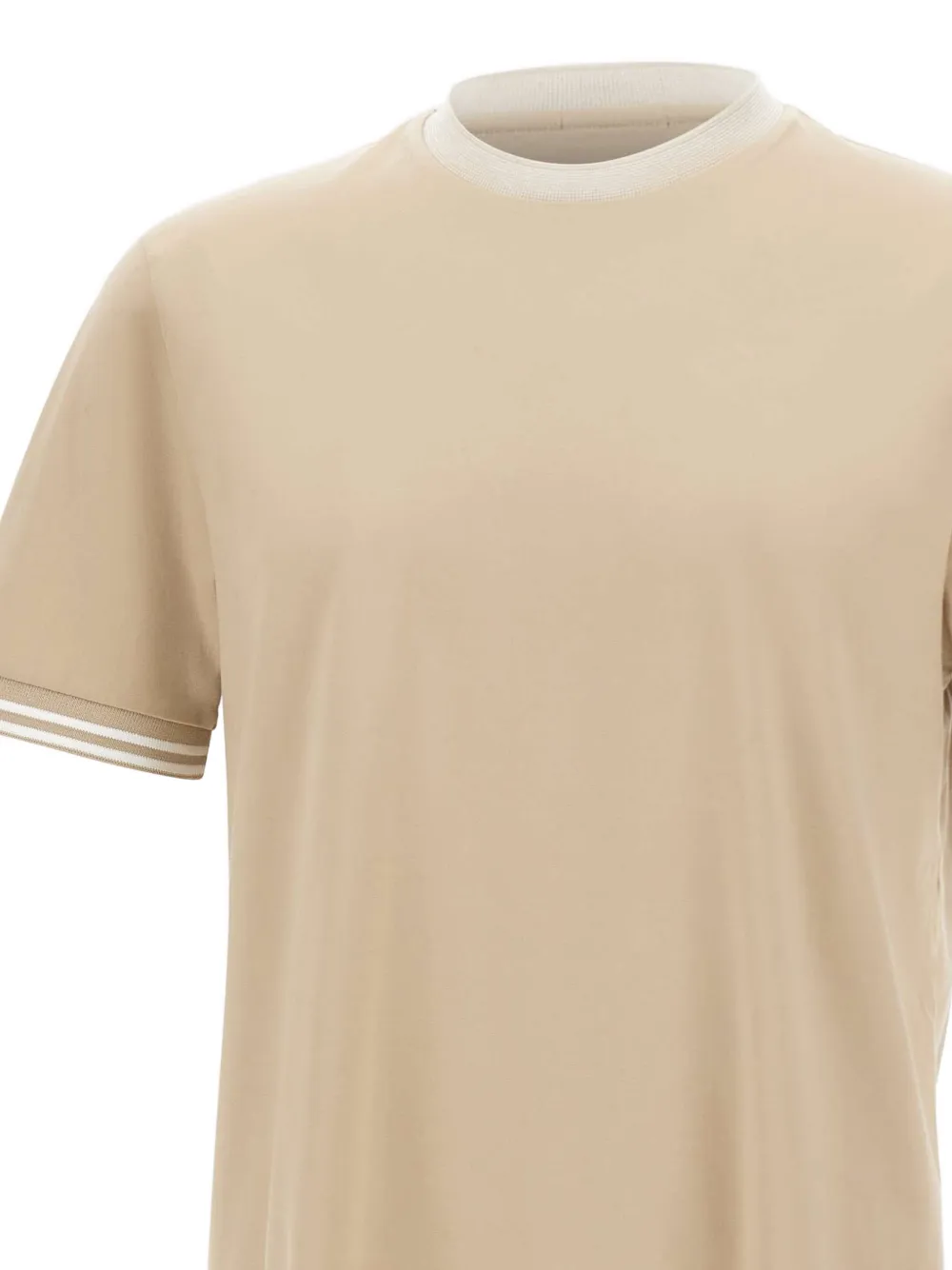 BOSS Gemerceriseerd katoenen T-shirt met contrasterende afwerking Beige