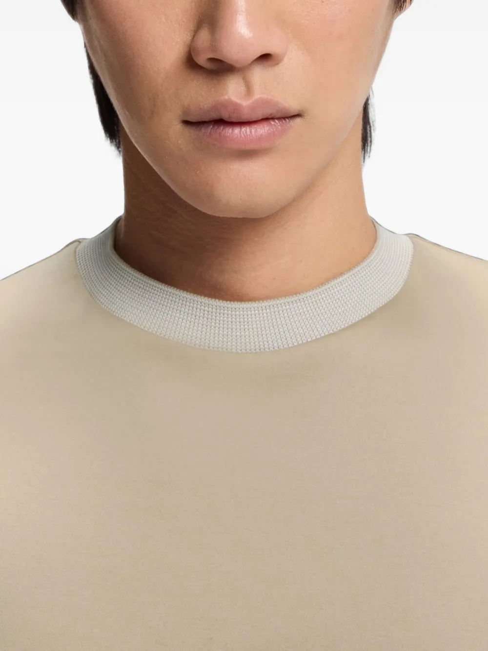 BOSS Gemerceriseerd katoenen T-shirt met contrasterende afwerking Beige