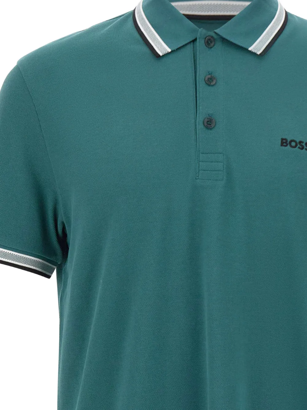 BOSS Paddy poloshirt met gestreepte afwerking Groen