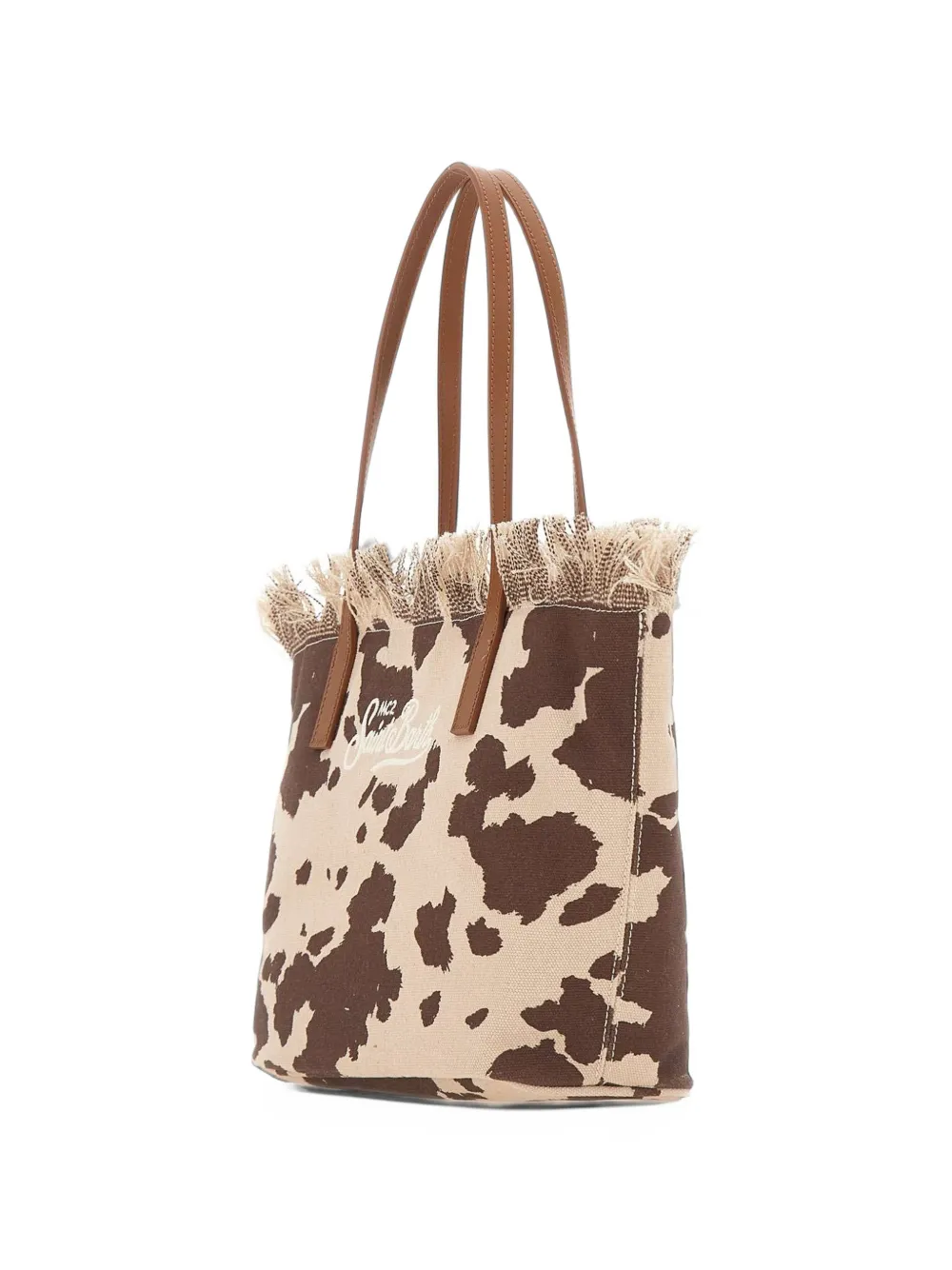 MC2 Saint Barth medium City canvas shopper bag with fringes - Tons neutres MC2 Saint Barth medium City canvas shopper bag with fringes - Tons neutres
