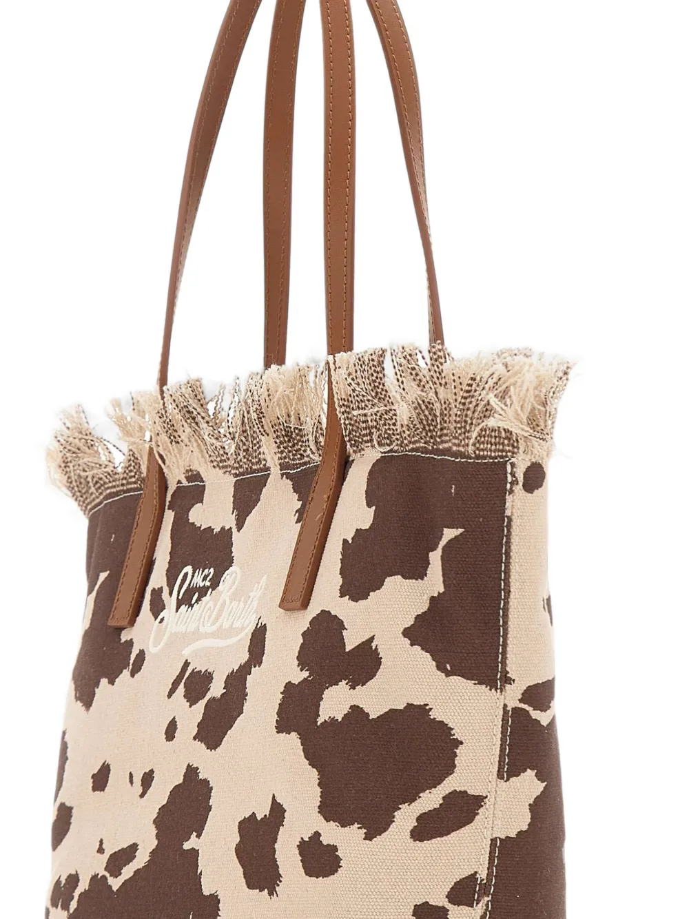 MC2 Saint Barth Medium City canvas shopper met franje Beige
