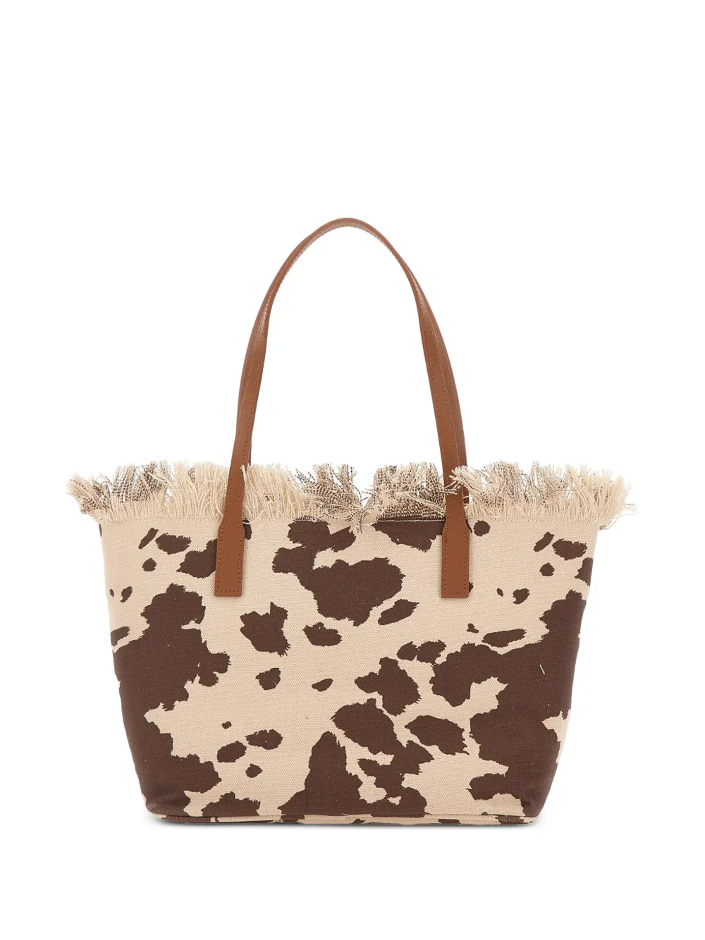 MC2 Saint Barth Medium City canvas shopper met franje Beige