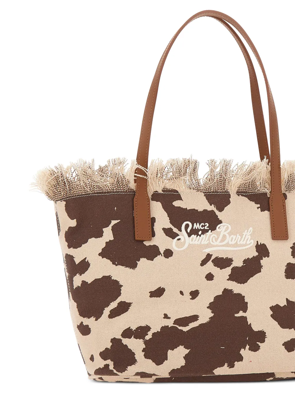 MC2 Saint Barth Medium City canvas shopper met franje Beige