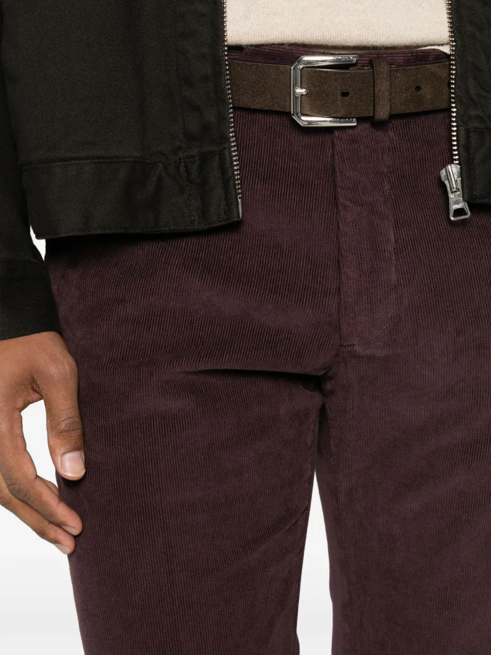 Incotex Ribfluwelen broek Rood