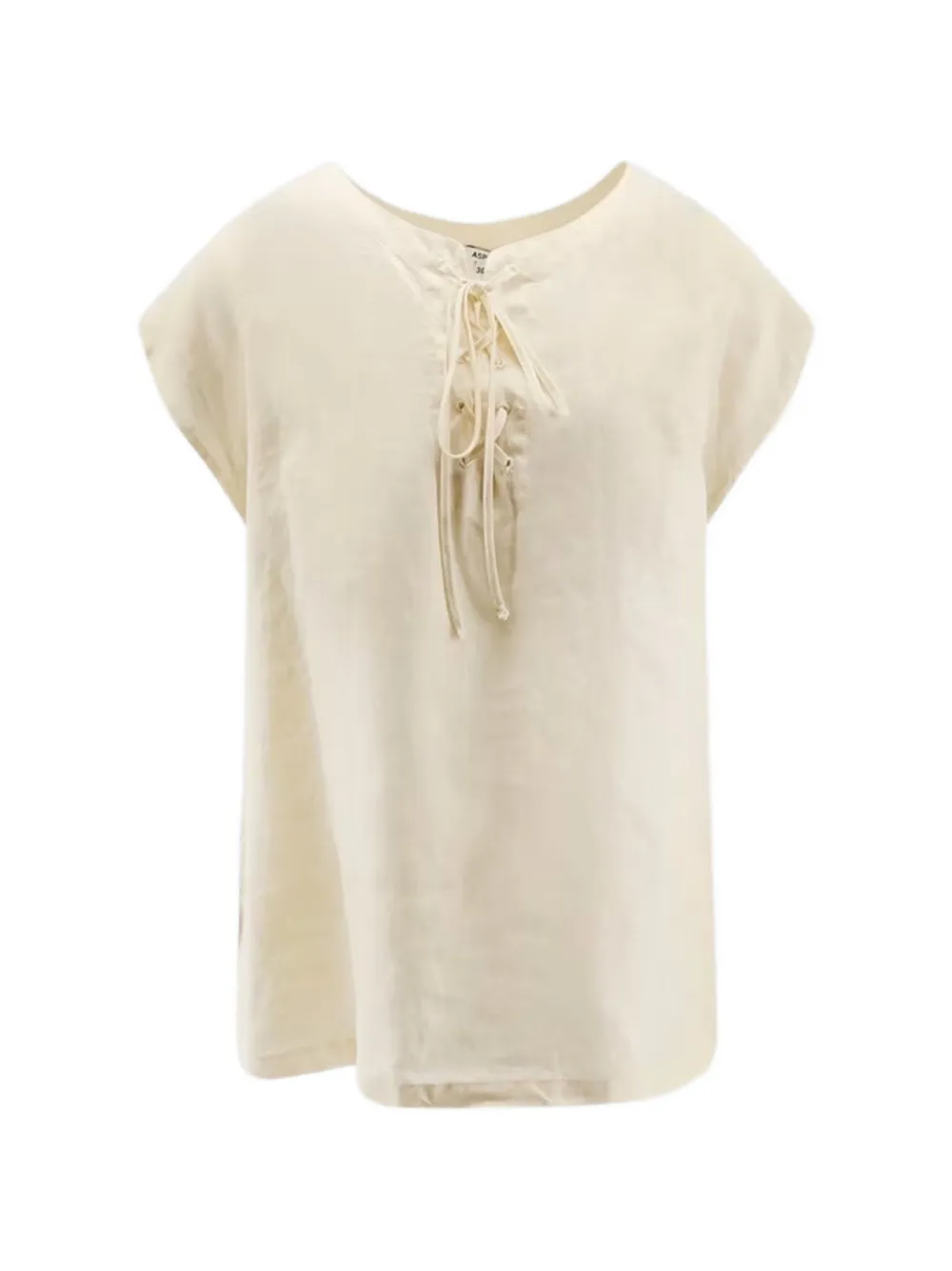ASPESI lace-up short-sleeve blouse - Toni neutri