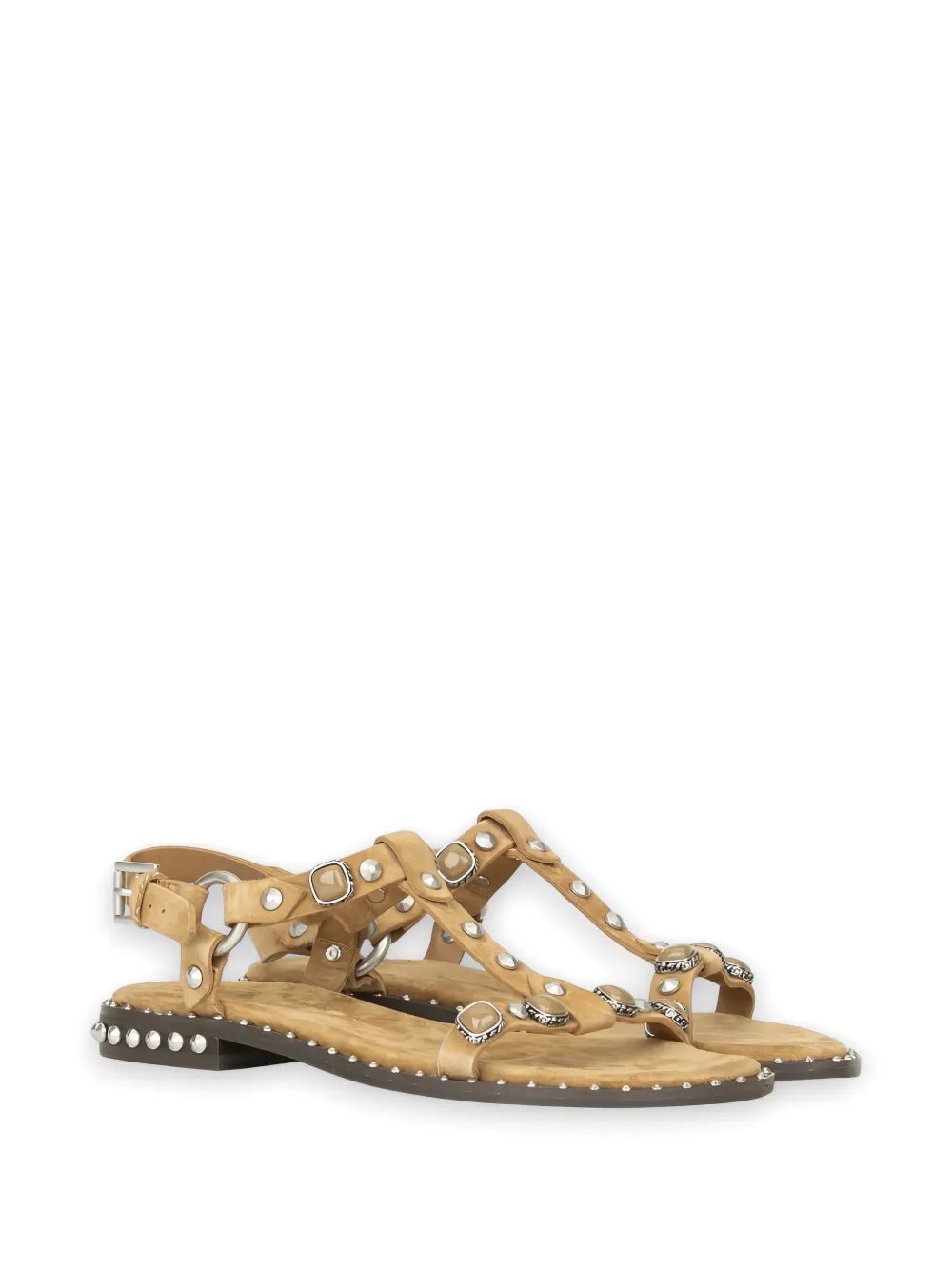 Ash stud-embellished leather sandals Beige