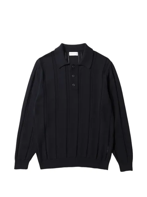 Dean Edmonds ribbed-knit long-sleeve polo shirt