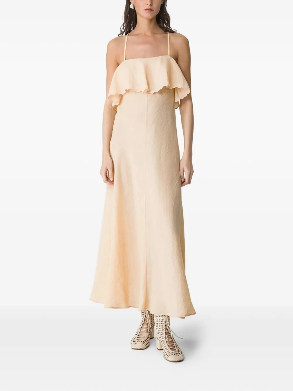 Forte Linnen maxi-jurk Beige