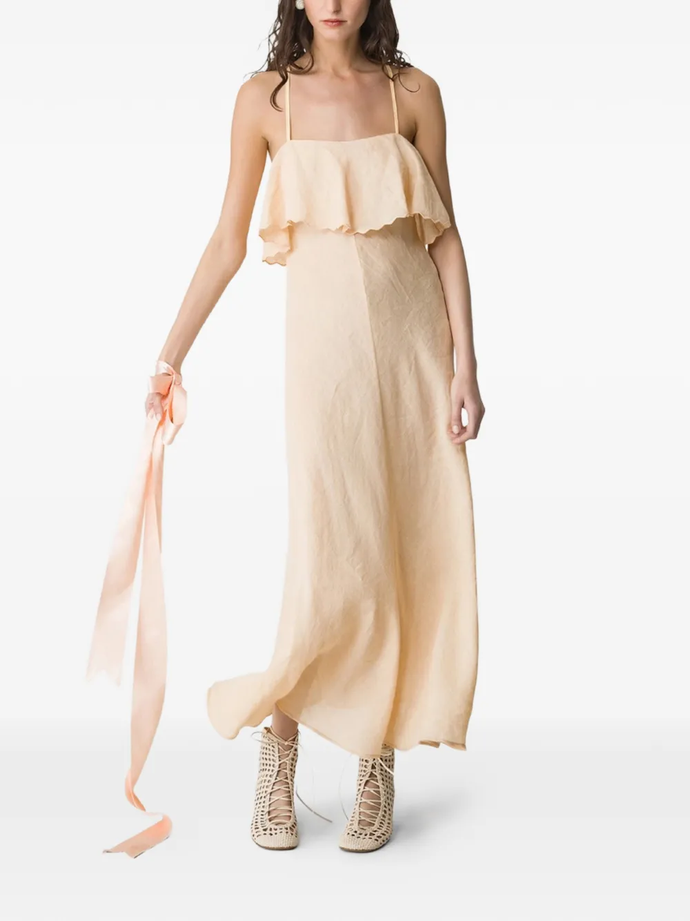 Forte Linnen maxi-jurk Beige