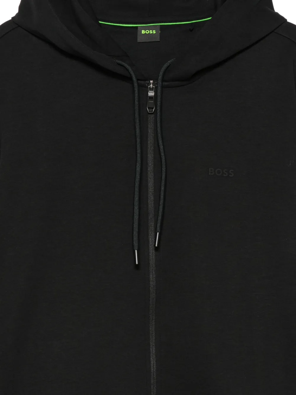 BOSS Hoodie met rits Zwart