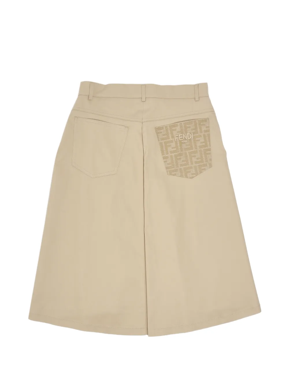 Fendi Kids Midi-rok met A-lijn en FF-logopatch Beige