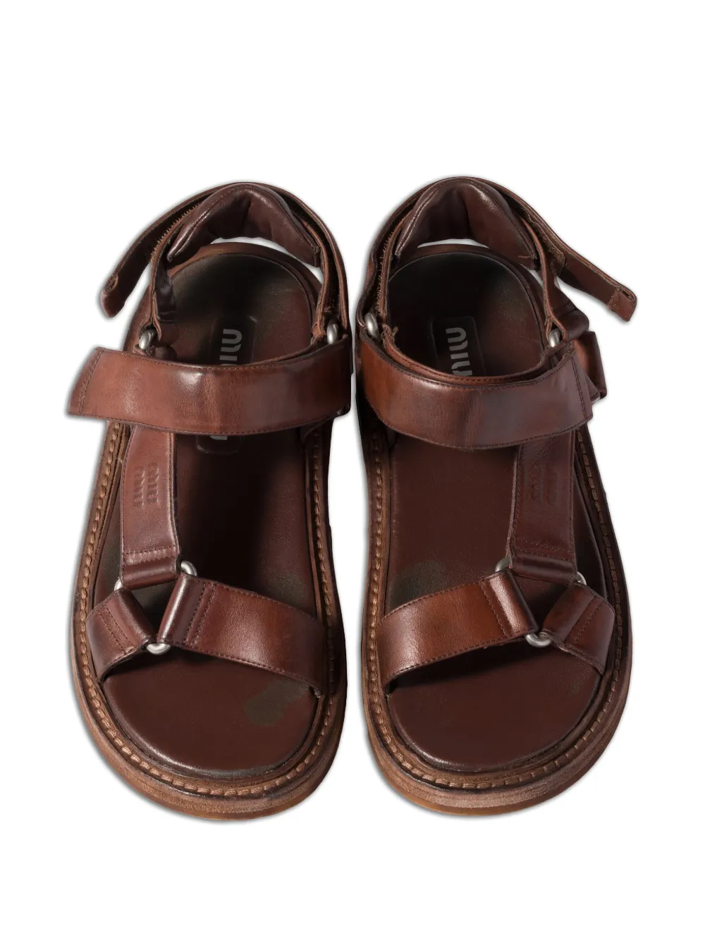 Miu Leren sandalen Bruin