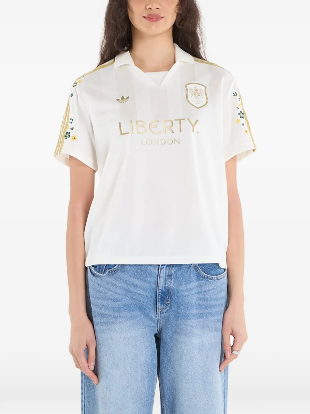 adidas floral-print striped T-shirt - Toni neutri