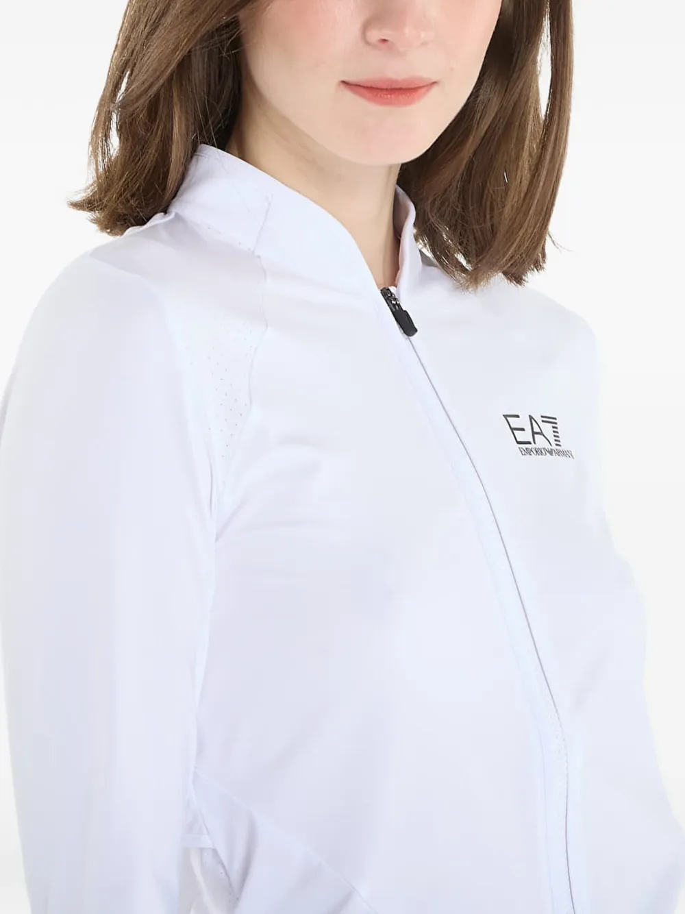 Ea7 Emporio Armani Sweater met logoprint en rits Wit