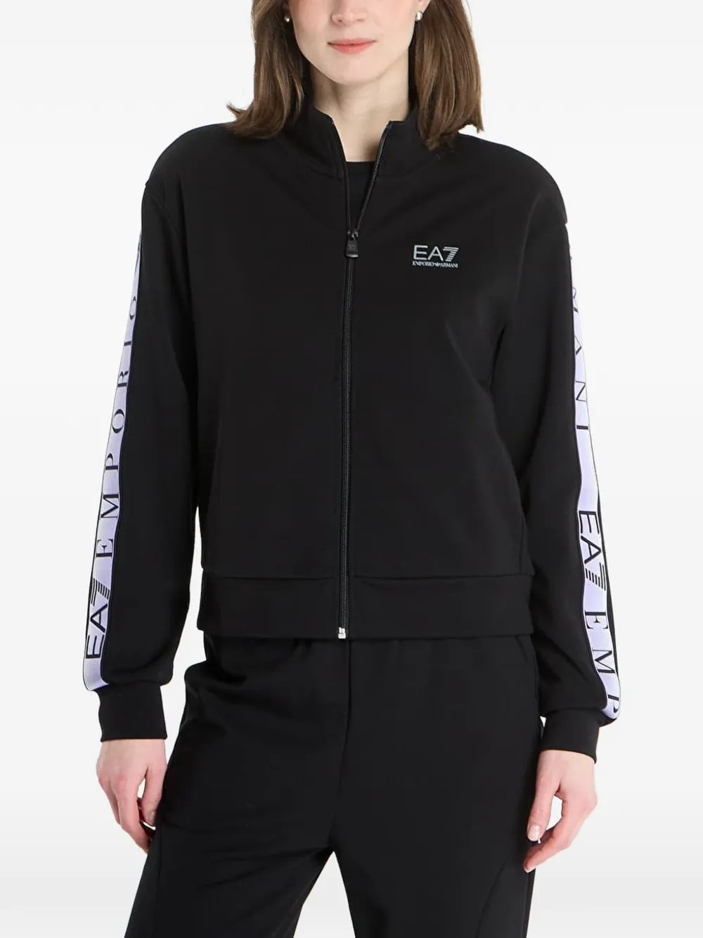 Ea7 Emporio Armani logo-tape zip-up jacket - Nero