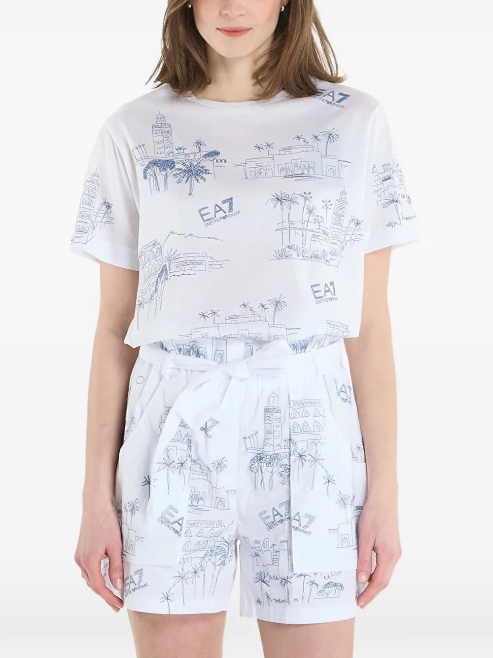 Ea7 Emporio Armani graphic-print logo-print T-shirt - Weiß