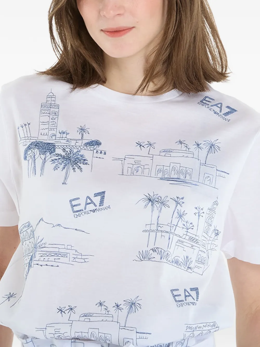 Ea7 Emporio Armani T-shirt met logoprint Wit