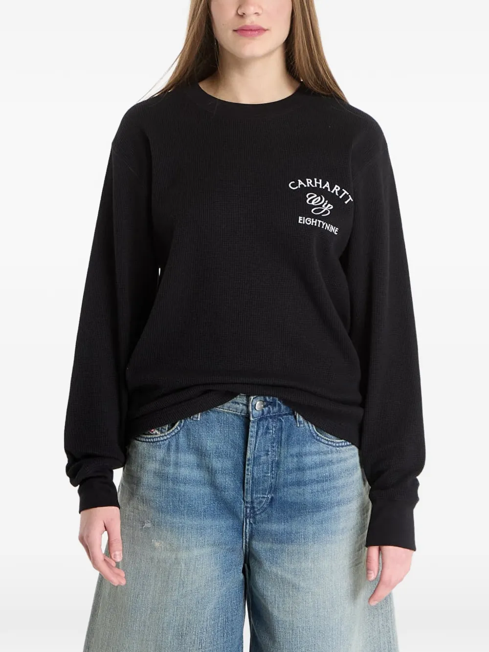 Carhartt WIP Wafelgebreid logoprinten T-shirt Zwart