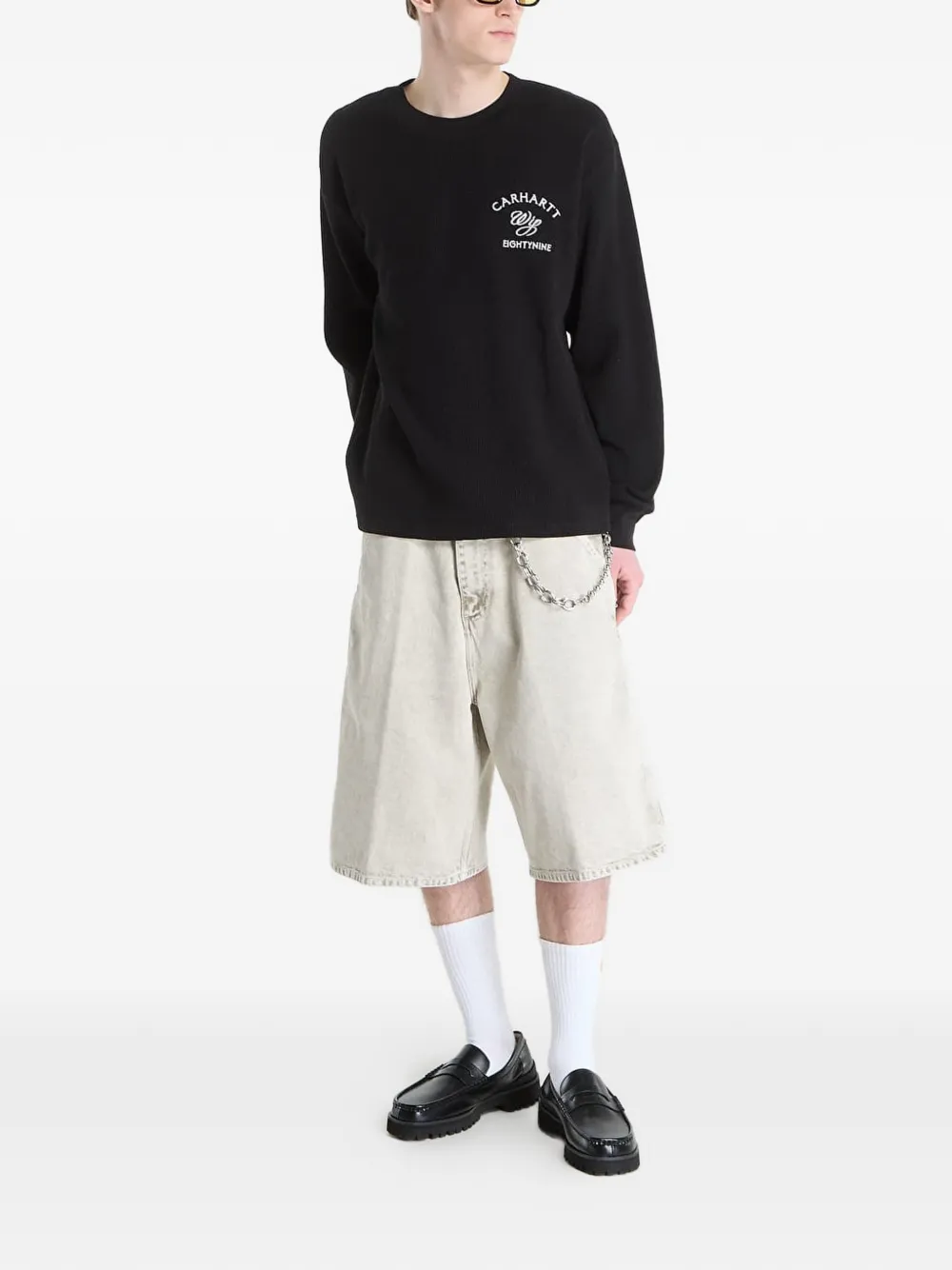 Carhartt WIP Wafelgebreid logoprinten T-shirt Zwart
