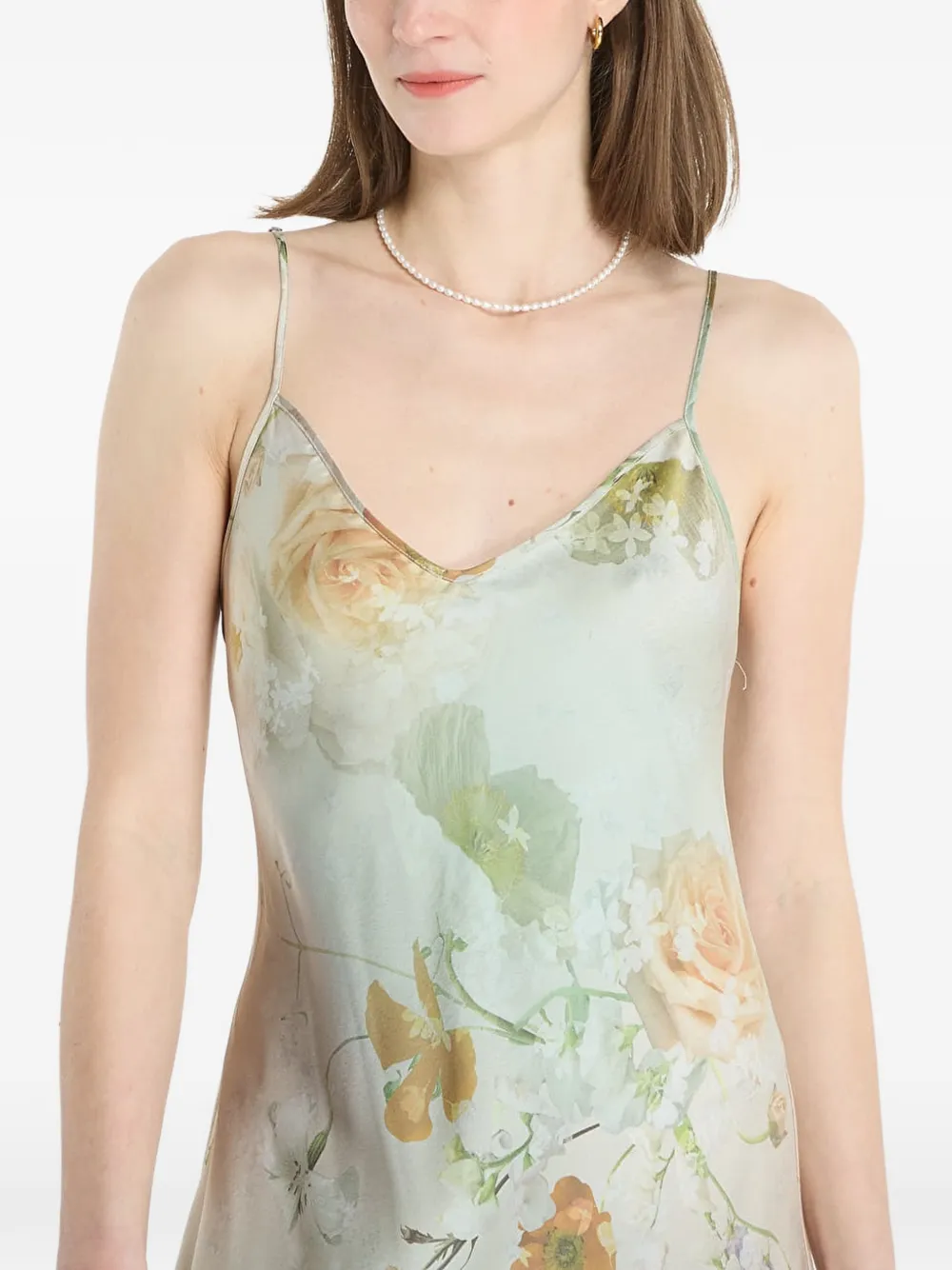 AllSaints floral-print slip maxi dress Groen