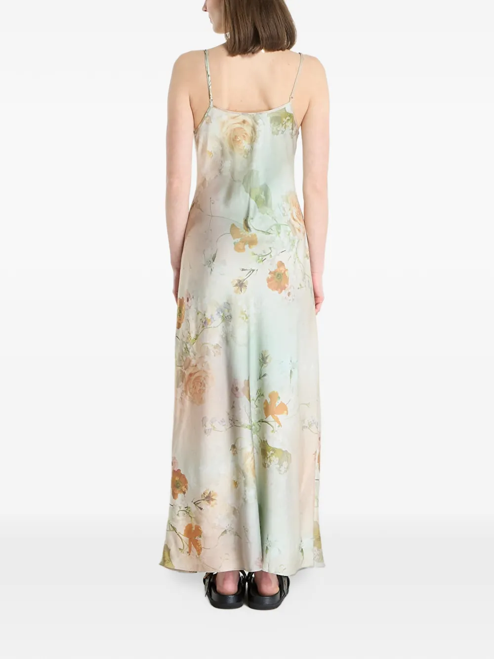 AllSaints floral-print slip maxi dress Groen