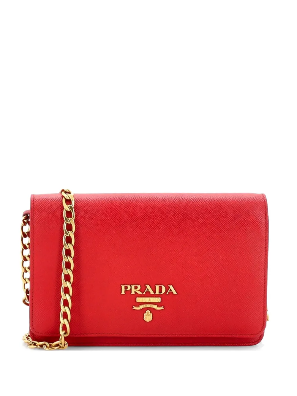 Prada Pre-Owned Chain Wallet Saffiano Leather crossbody bag - Rosso