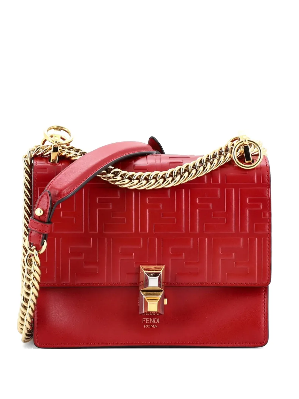 Fendi Pre-Owned Kan I Bag Zucca Embossed Leather Small shoulder bag - Rosso