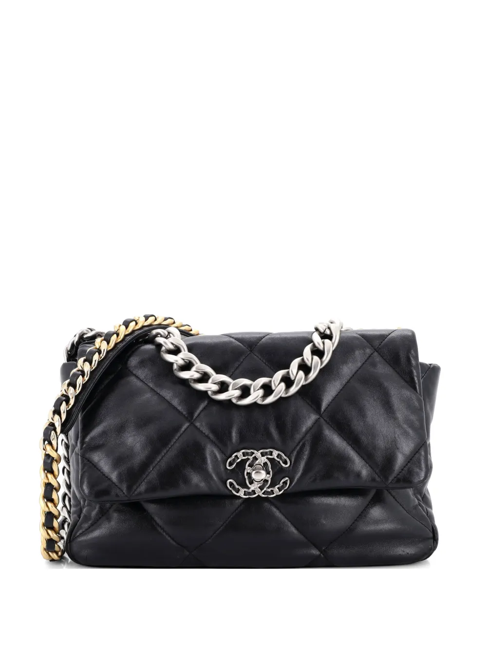 CHANEL Pre-Owned 19 Flap Bag Quilted Leather Large crossbody bag - Nero