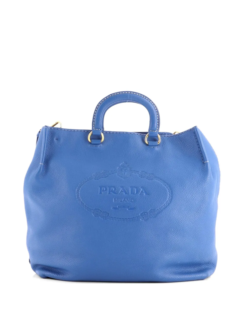 Prada Pre-Owned Embossed Logo Convertible Open Tote Vitello Daino Large shoulder bag - Blu