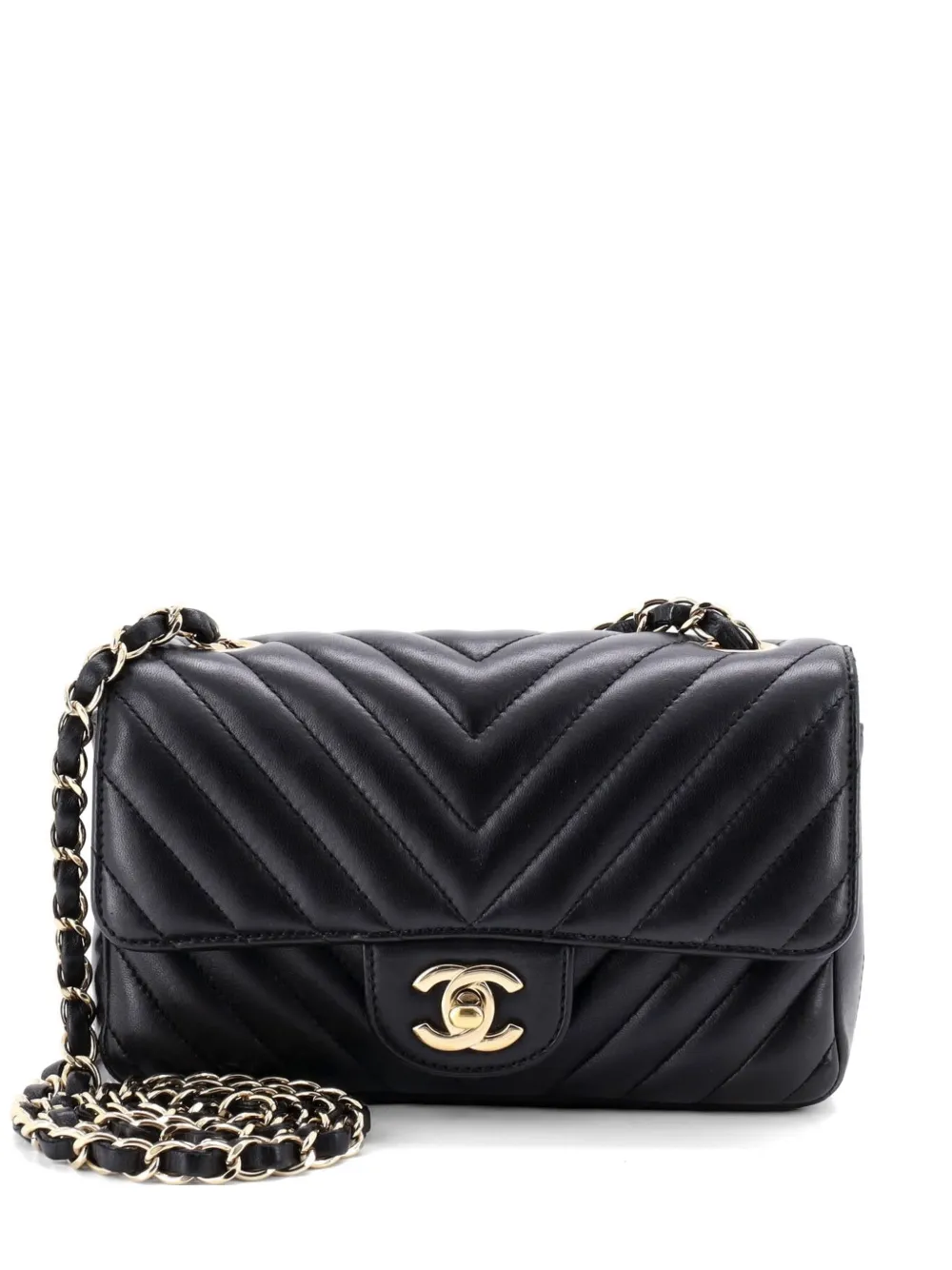 CHANEL Pre-Owned Classic Single Flap Bag Chevron Lambskin Mini shoulder bag - Nero