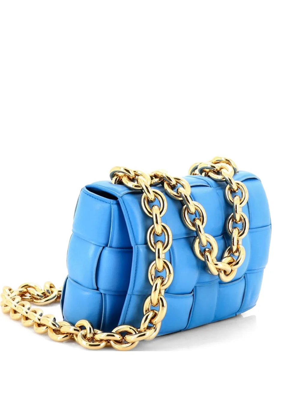 Bottega Veneta Pre-Owned Cassette Chain Padded Maxi Intrecciato Leather crossbody bag - Blu