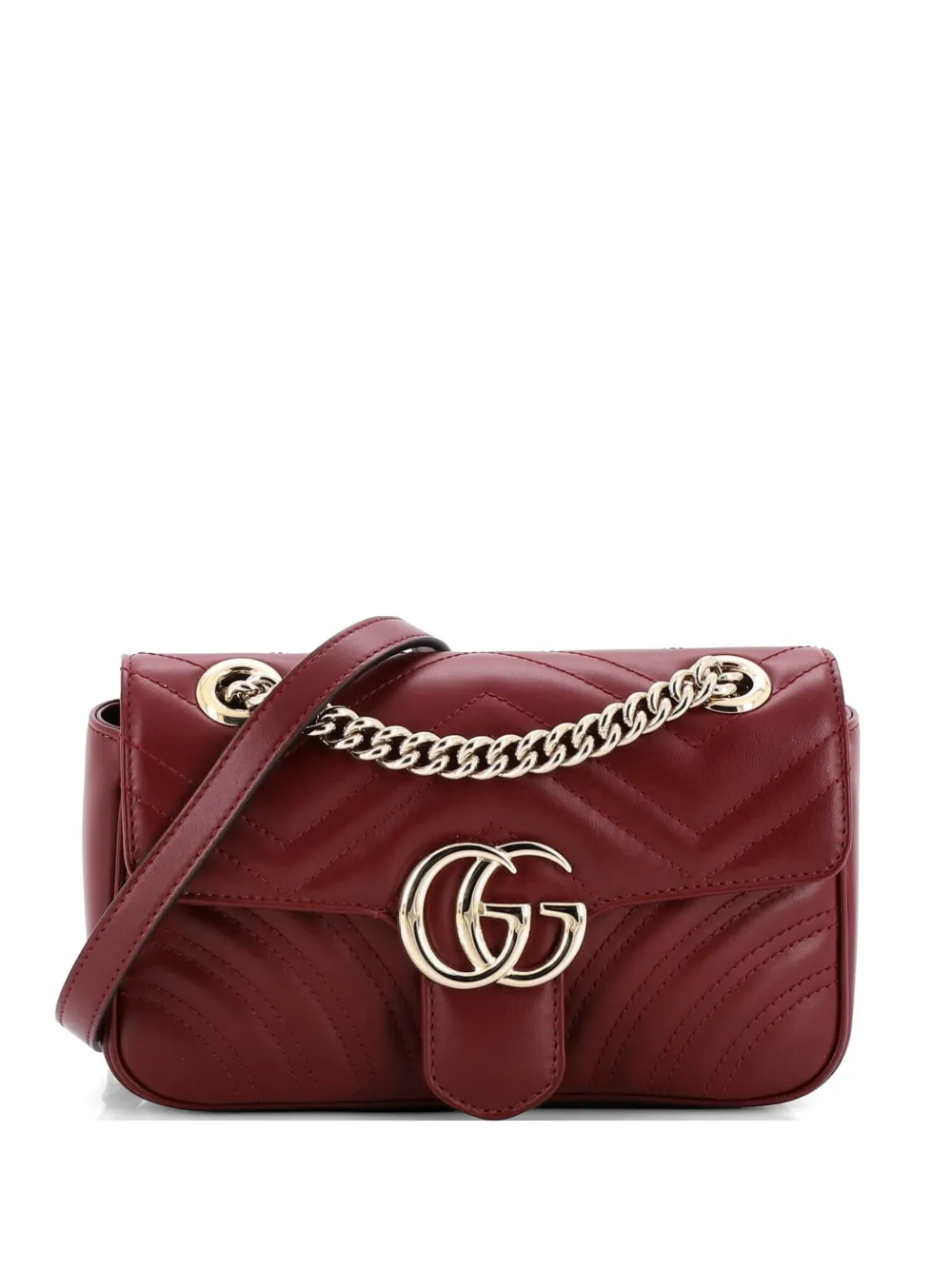 Gucci Pre-Owned GG Marmont Flap Bag Matelasse Leather Mini crossbody bag - Rosso