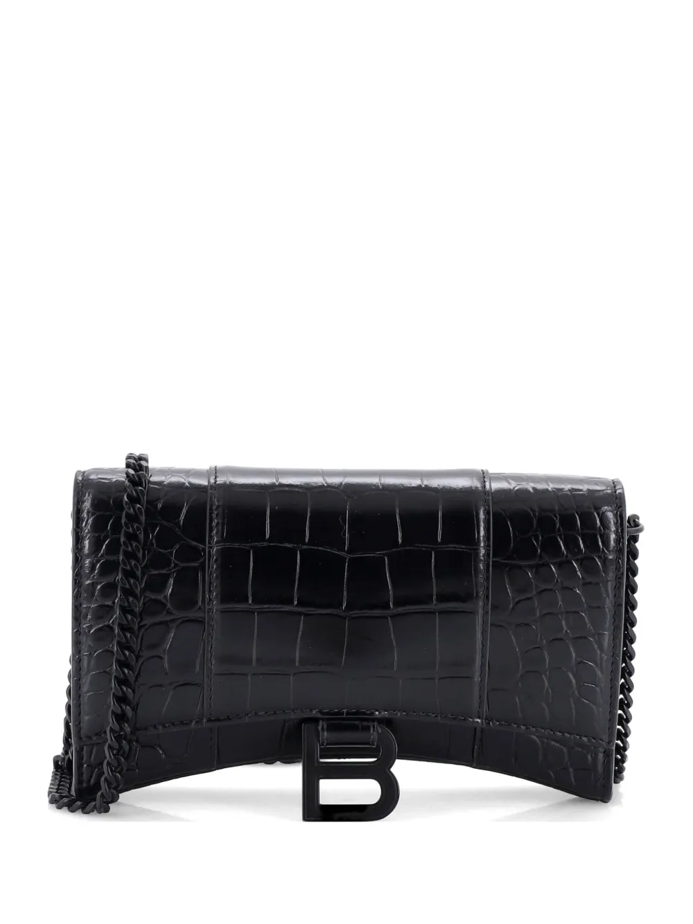 Balenciaga Pre-Owned Hourglass Chain Wallet Crocodile Embossed Leather clutch bag - Nero