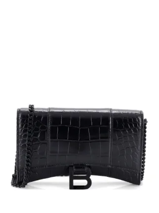 Balenciaga Pre-Owned Hourglass Chain Wallet Crocodile Embossed