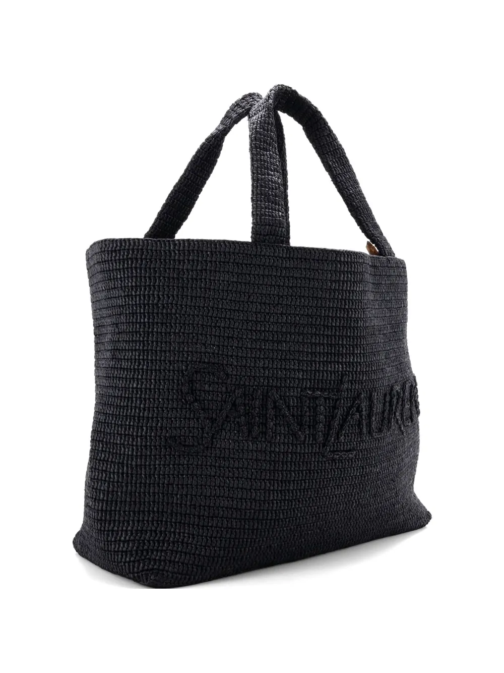 Saint Laurent Pre-Owned Logo Supple Embroidered Raffia tote bag - Schwarz