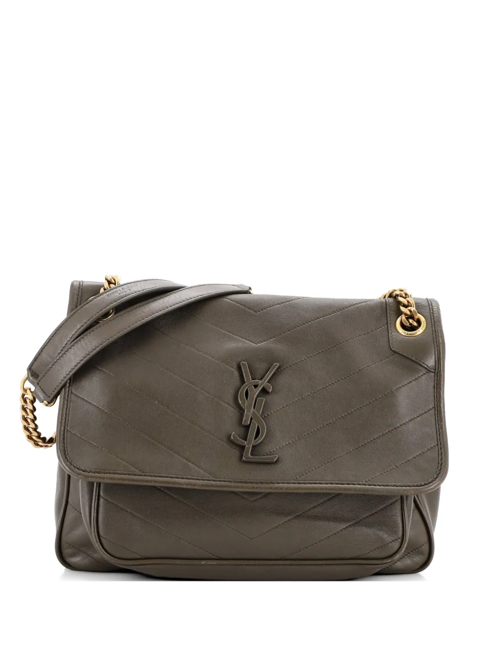 Saint Laurent Pre-Owned Niki Chain Flap Bag Matelasse Chevron Leather Medium shoulder bag - Verde