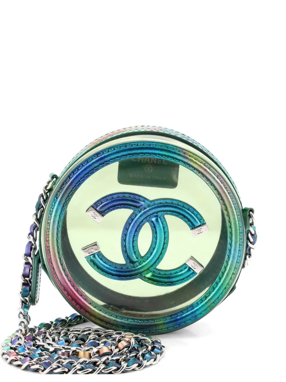CHANEL Pre-Owned Mini runde Filigree Umhängetasche aus PVC mit Lammleder mit Kettenriemen - Mehrfarbig