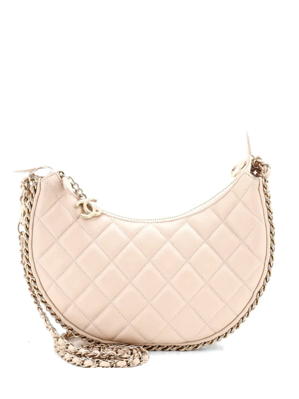 CHANEL Pre-Owned Borsa passepartout piccola in pelle di agnello trapuntata con catena - Toni neutri