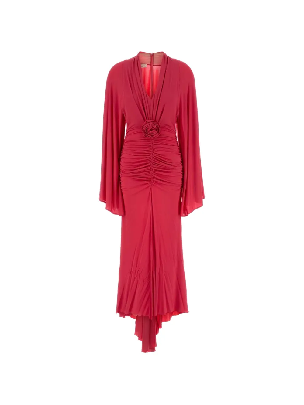 Blumarine rose-detail ruched long dress - Rot