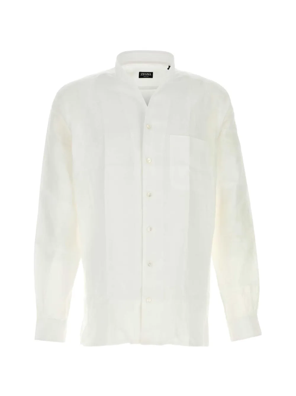 Zegna band-collar chest-pocket shirt - Bianco