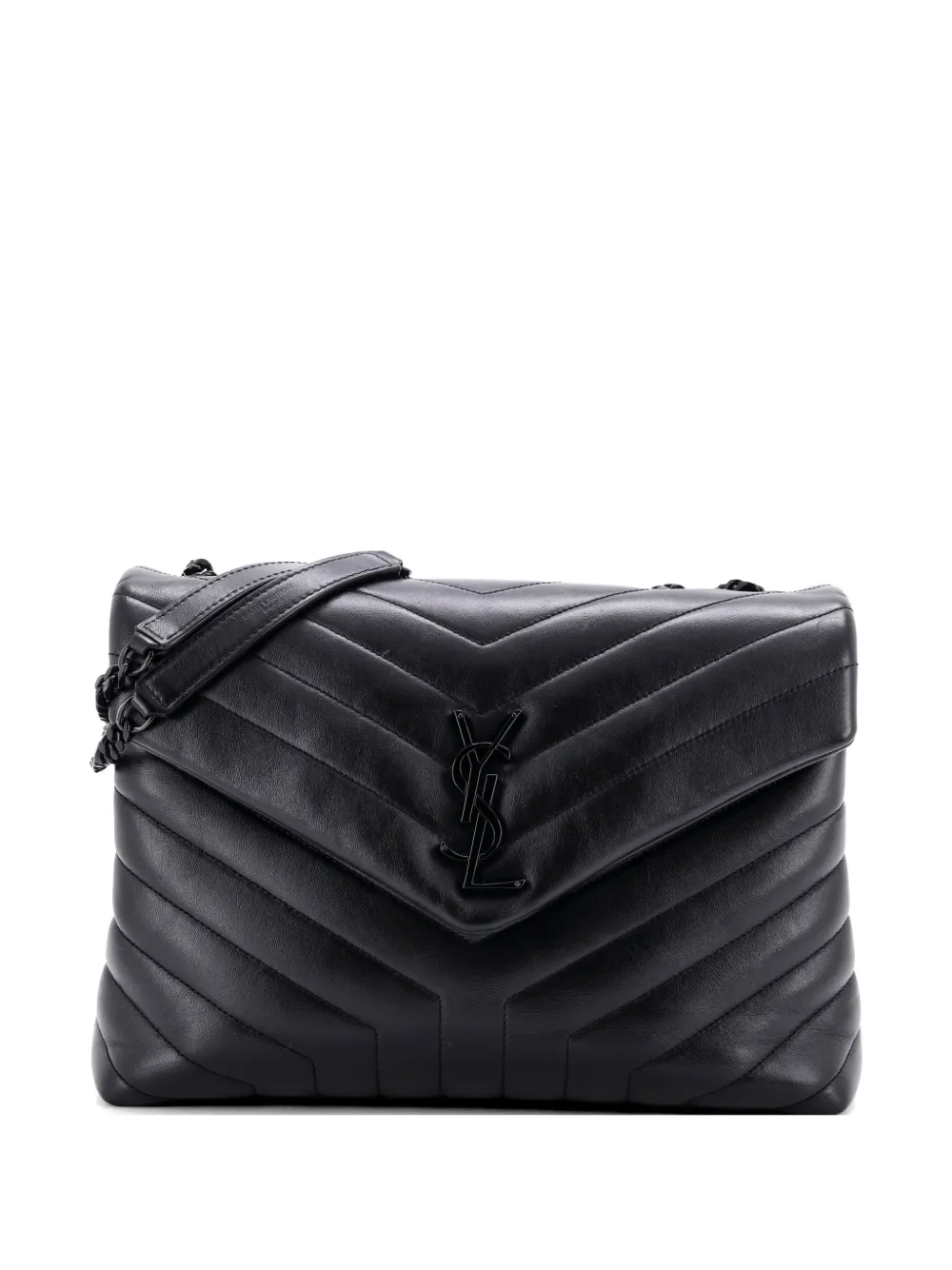 Saint Laurent Pre-Owned Loulou Matelasse Chevron Leather Large shoulder bag - Black