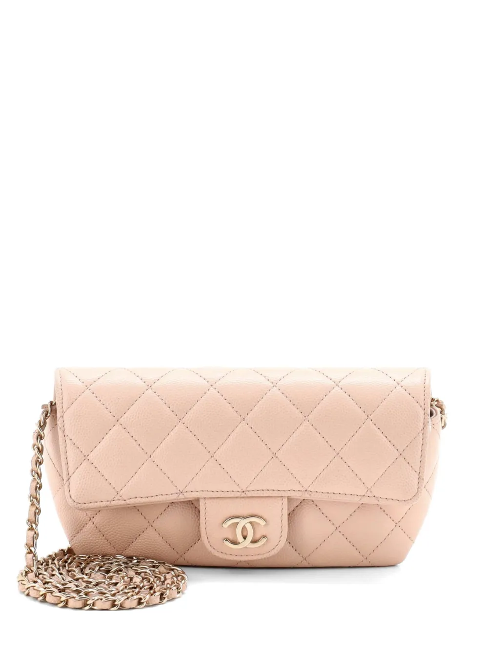 CHANEL Pre-Owned Classic Sunglasses Case with Chain Quilted Caviar clutch bag - Toni neutri