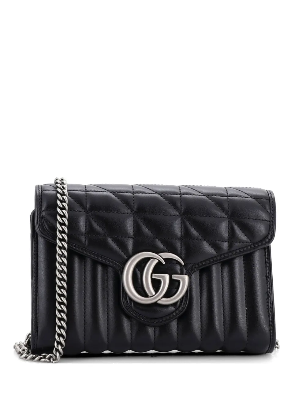 Gucci Pre-Owned GG Marmont Chain Wallet Mixed Matelasse Leather Mini crossbody bag - Nero