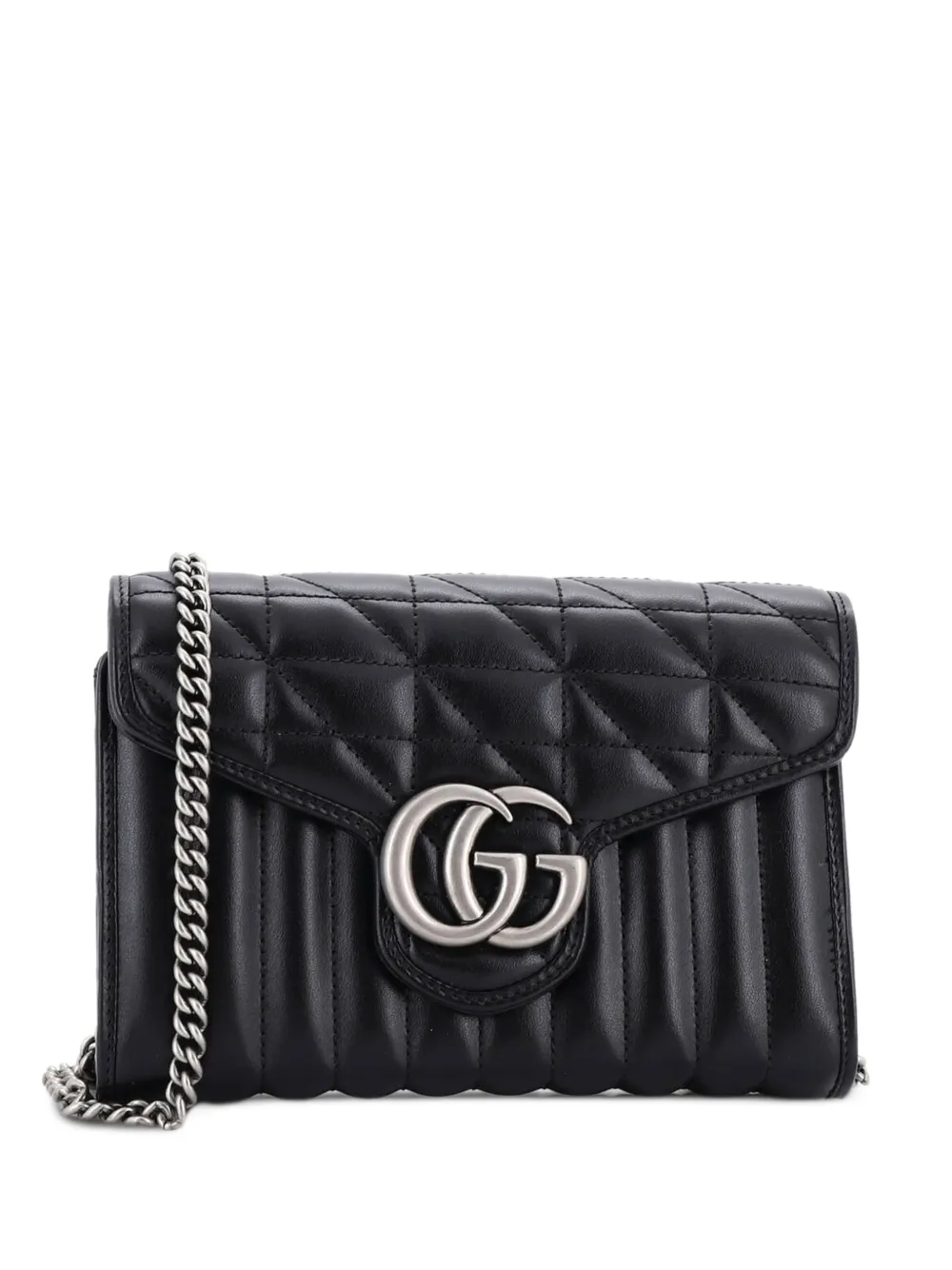 Gucci Pre-Owned GG Marmont Chain Wallet Mixed Matelasse Leather Mini crossbody bag - Nero