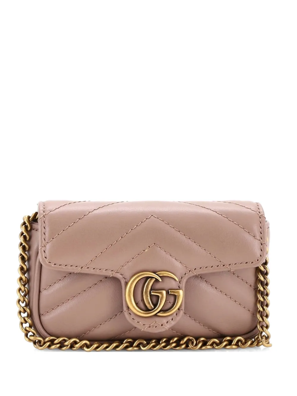 Gucci Pre-Owned GG Marmont Coin Purse on Chain Matelasse Leather clutch bag - Toni neutri