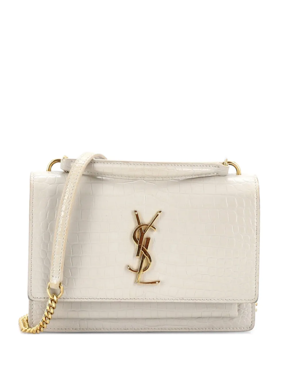 Saint Laurent Pre-Owned Sunset Top Handle Chain Wallet Crocodile Embossed Leather crossbody bag - Toni neutri